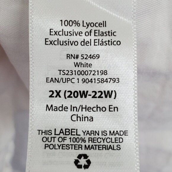 Terra & Sky Womens White Smocked Short Sleeve Peplum Blouse Top Size 2X V-Neck - Picture 10 of 13